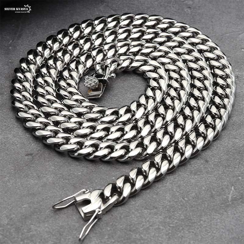 45cm) 316L 幅8mm 細め メンズネックレス シルバー 喜平チェーン