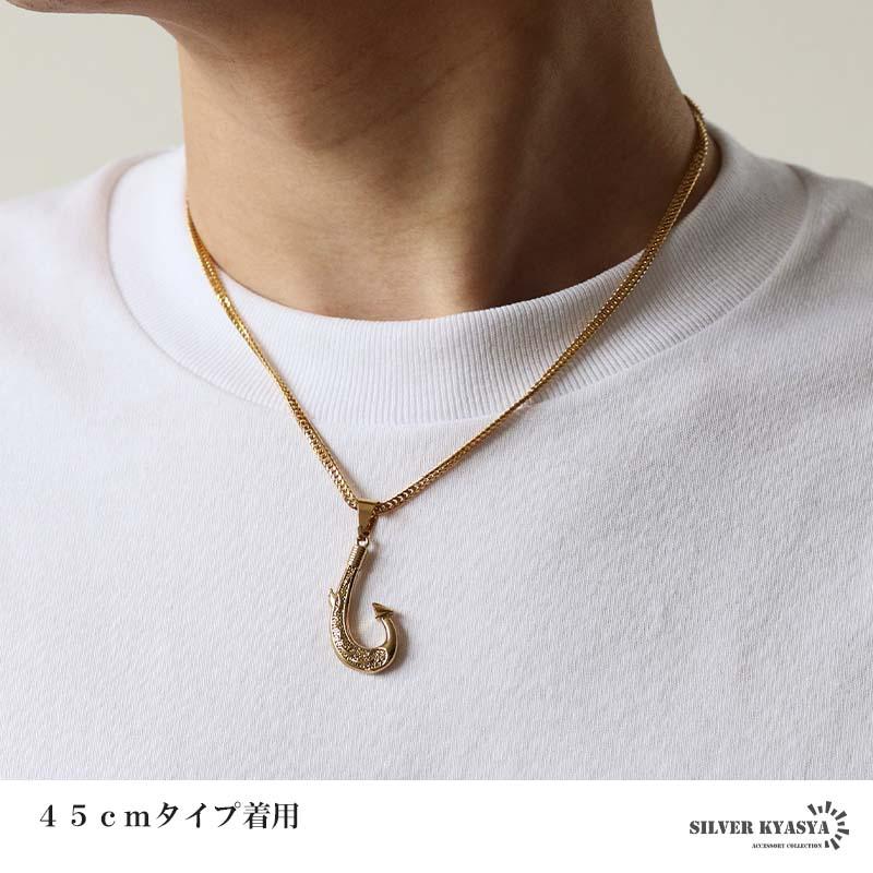 50cm) ステンレス フィッシュフックネックレス 釣り針 ペンダント 