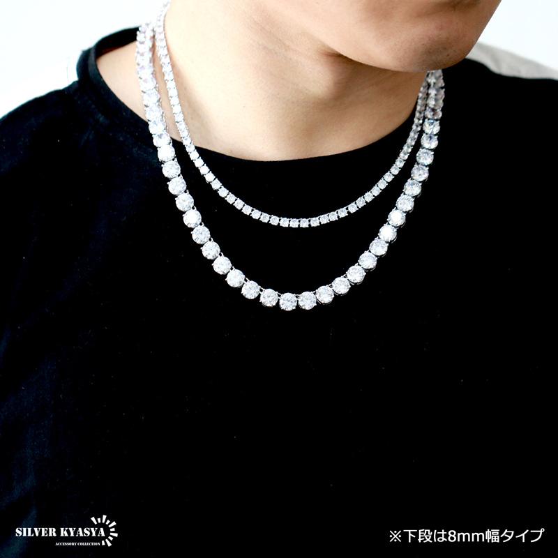 シルバー、18インチ(約45センチ)) テニスチェーンネックレス メンズ