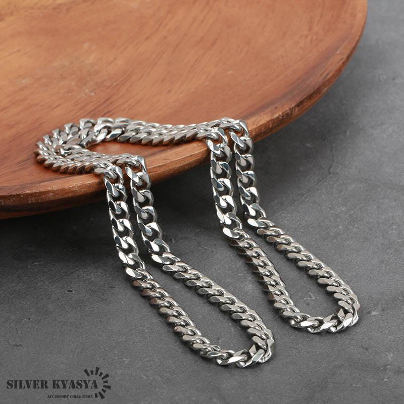 60cm) 幅7mm ステンレス 喜平チェーンネックレス 6面カット シルバー