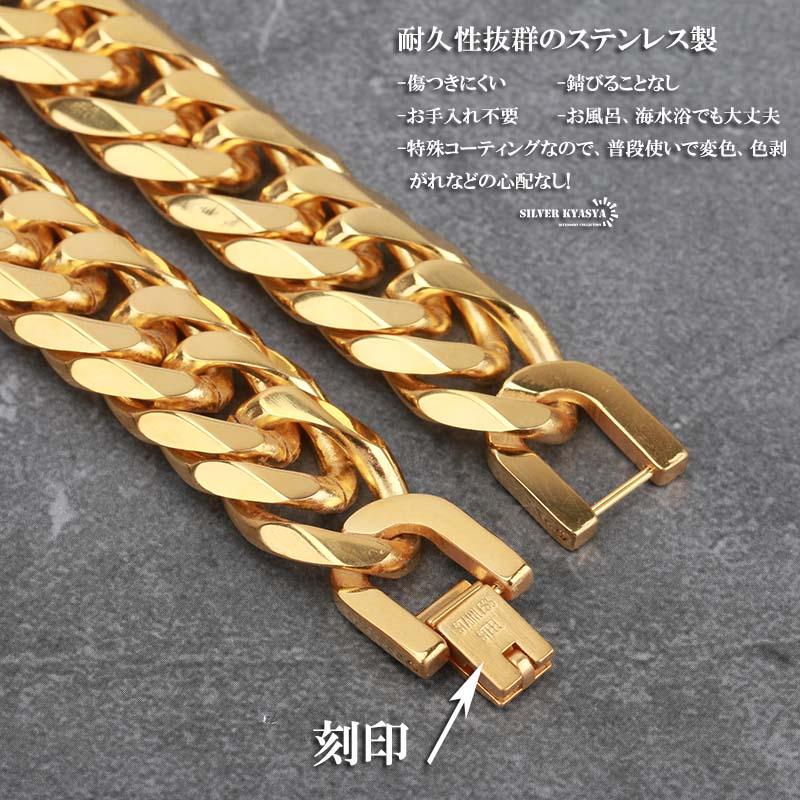 60cm) 13mm ステンレス 太め 太幅 喜平ネックレス 中折式 金 60cm) 13mm ステンレス 太め 太幅 喜平ネックレス 中折式 金