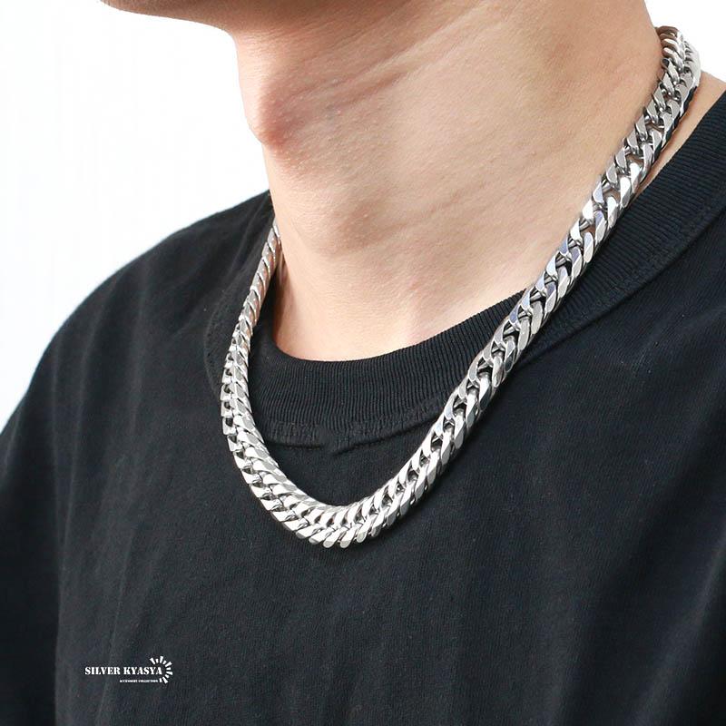 50cm) 幅11mm ステンレス 喜平ネックレス 中折式 ダブル喜平チェーン