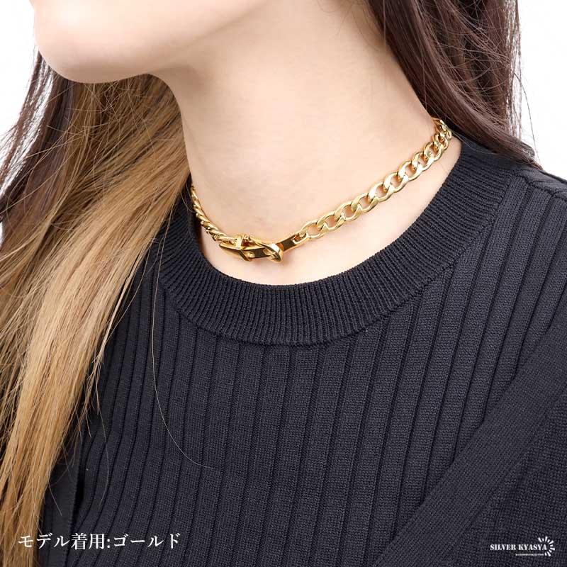 ゴールド) チョーカー 喜平チェーン 幅8mm ステンレス ベルト 喜平