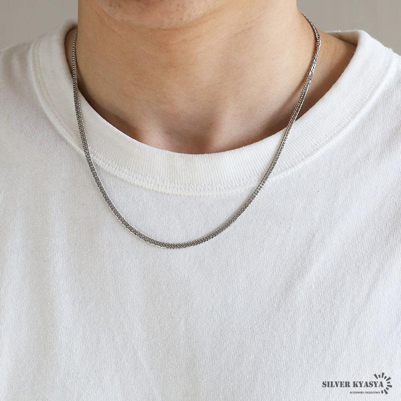 45cm) 幅3mm ステンレス ダブル喜平チェーンネックレス 6面カット