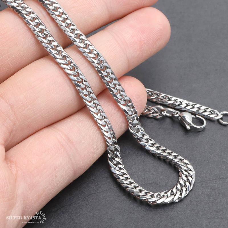 50cm) 幅5mm ステンレス ダブル喜平チェーンネックレス 6面 50cm) 幅5mm ステンレス ダブル喜平チェーンネックレス 6面