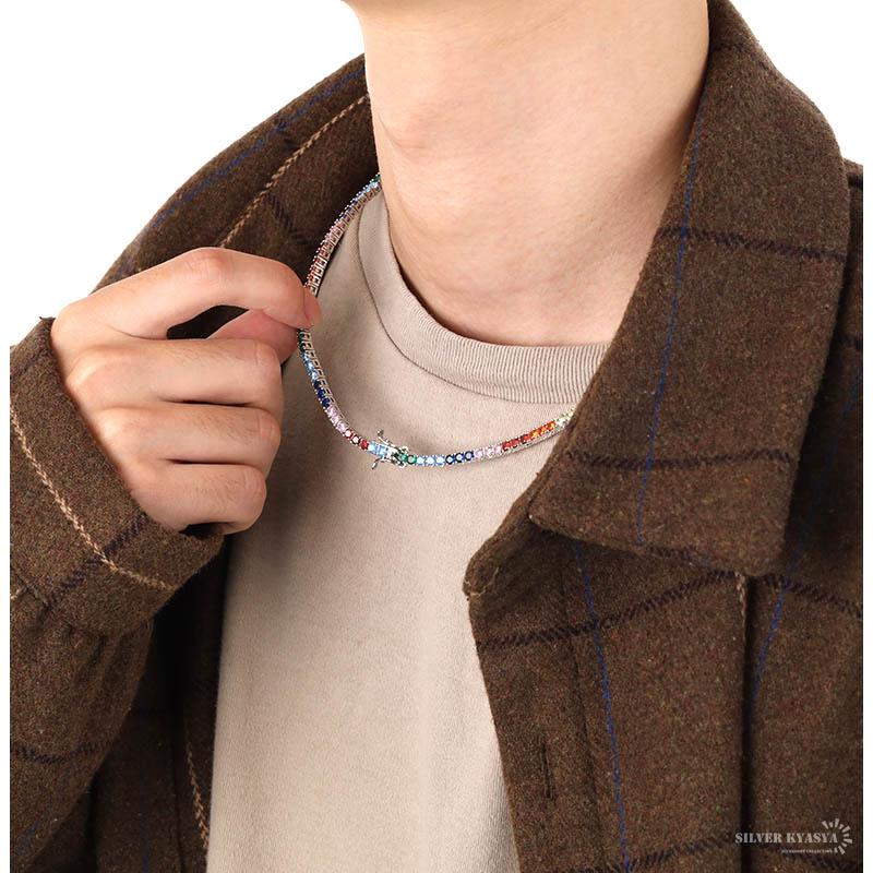 16inch(約40cm)) 7色ストーンネックレス CZ テニスチェーン