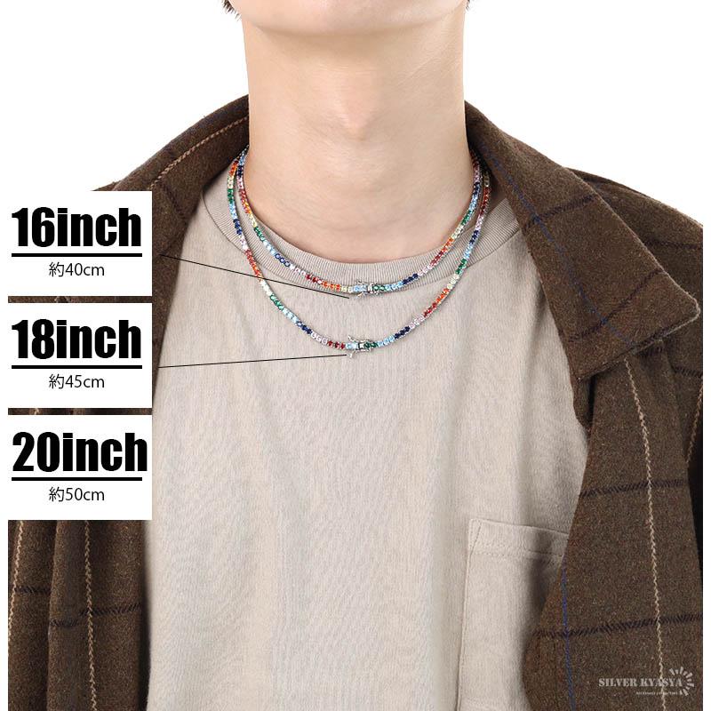 クリスタルストーン ネックレス　テニスチェーンネックレス 太め 6mm テニスチェーンネックレス メンズ シルバー ゴールド