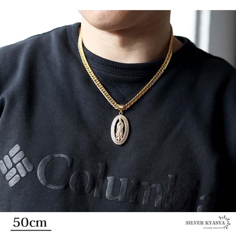 50cm) 6面カット ダブル喜平ネックレス 18k gp 奇跡のメダイ ゴールド