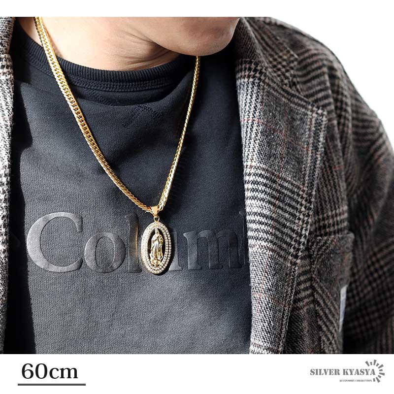 50cm) 6面カット ダブル喜平ネックレス 18k gp 奇跡のメダイ ゴールド