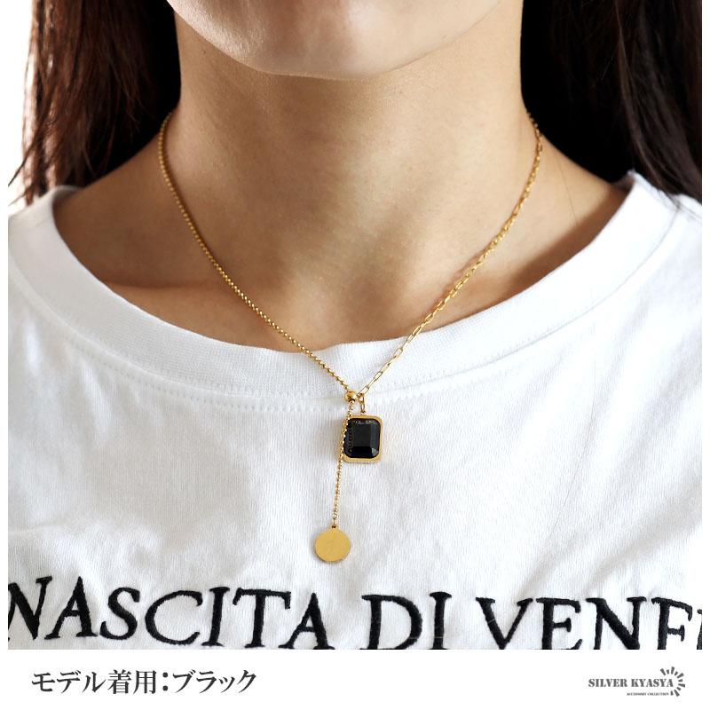 グリーン) ネックレス ステンレス グリーン ブラック 緑 黒 一粒