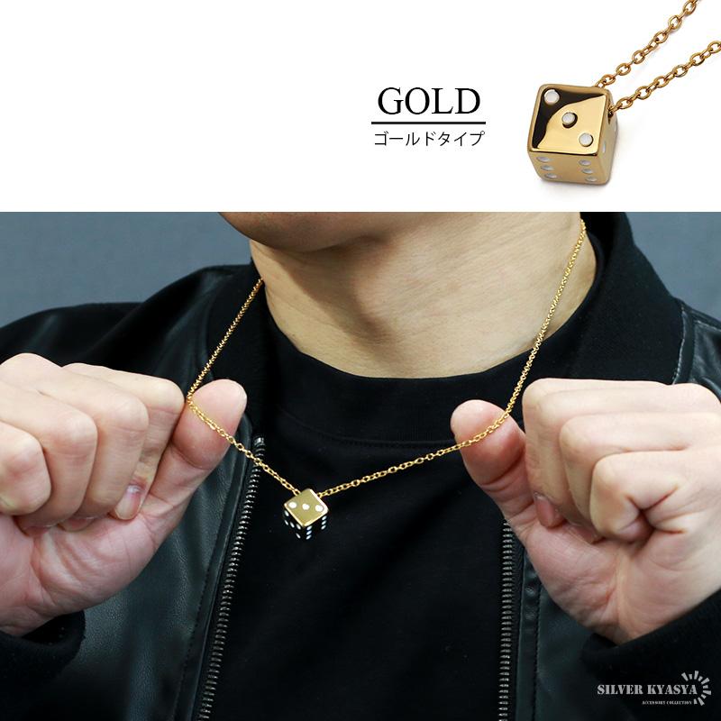 サイコロネックレス ゴールド ブラック 18K GP 金 gold シンプル