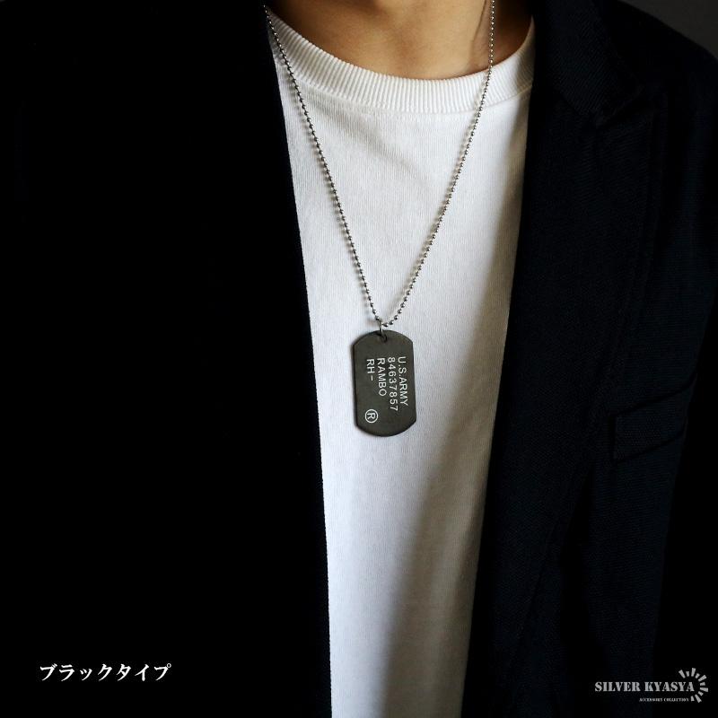 ブラック) ステンレス 英字ドッグタグネックレス ゴールド シルバー