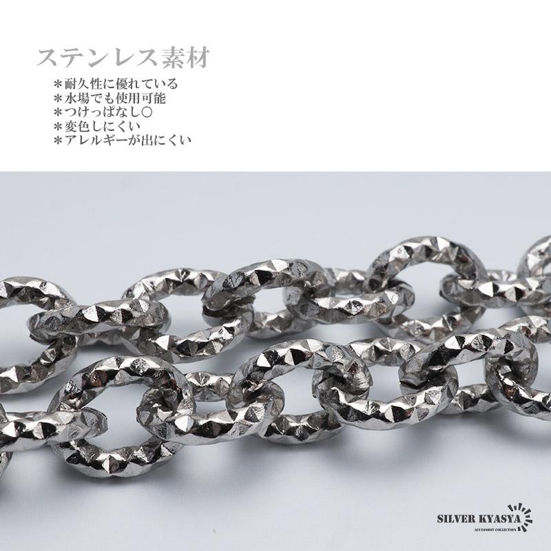 60cm) ステンレス スタッズチェーンネックレス シルバー ネックレス 