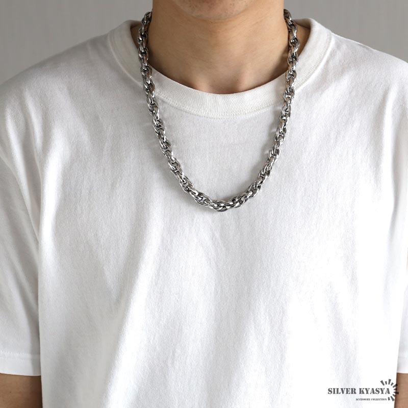 ステンレス ダイヤモンドカット ネックレス 極太 カット面あり ダイヤ