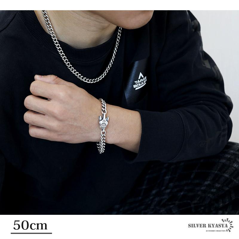 60cm 六字真言 ネックレス メンズ シルバー925 喜平チェーン チェーンネックレス 銀 金剛杵 梵字 刻印の画像