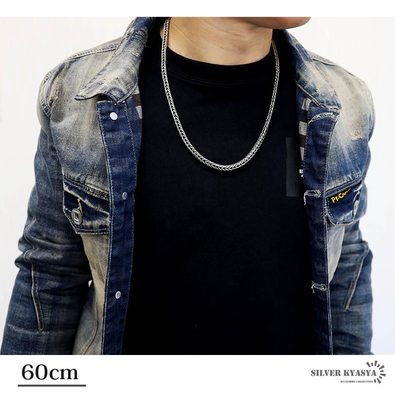 60cm ネックレス メンズ シルバー925 チェーンネックレス 銀 金剛杵 刻印 太幅 金属アレルギーの画像