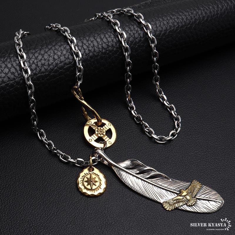 60cm) シルバー925 フェザーネックレス インディアンジュエリー
