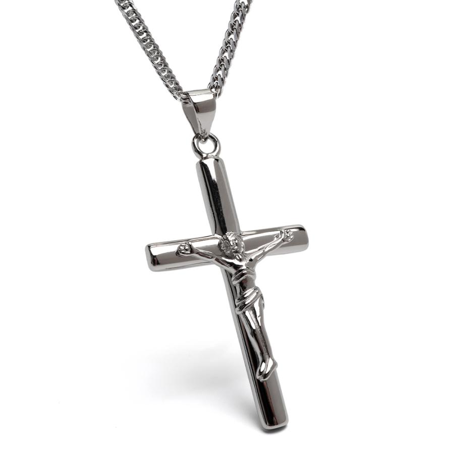 45cm) シルバー925 クロスネックレス ペンダント シルバー 6面カット