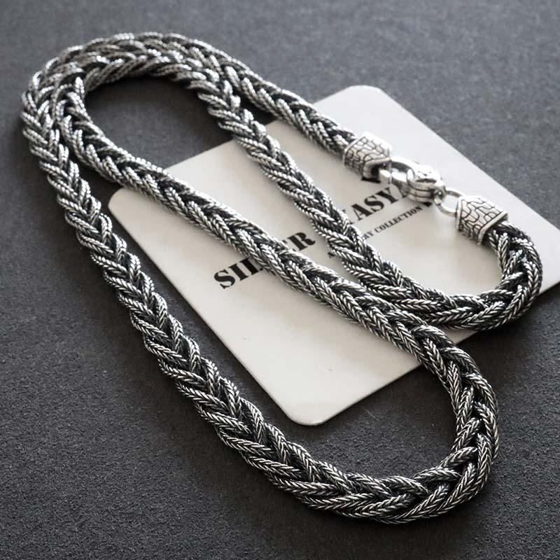 シルバー925 チェーンネックレス 編み込みネックレス 高密度 重厚感