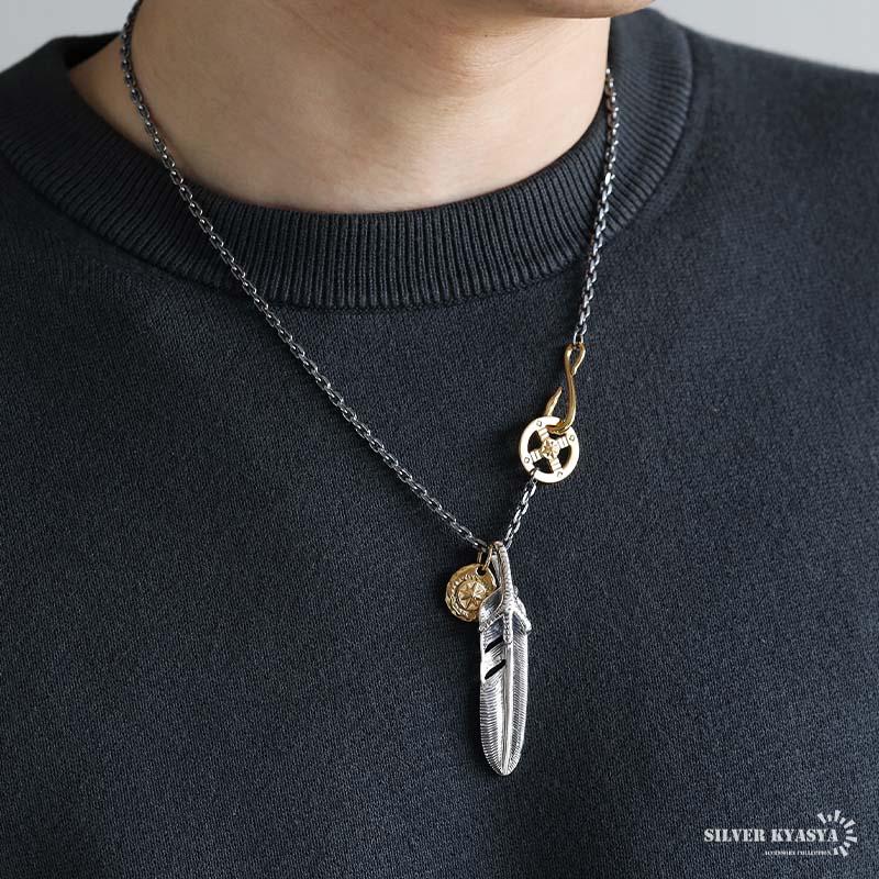 シルバー925 フェザーネックレス インディアンジュエリー メンズ