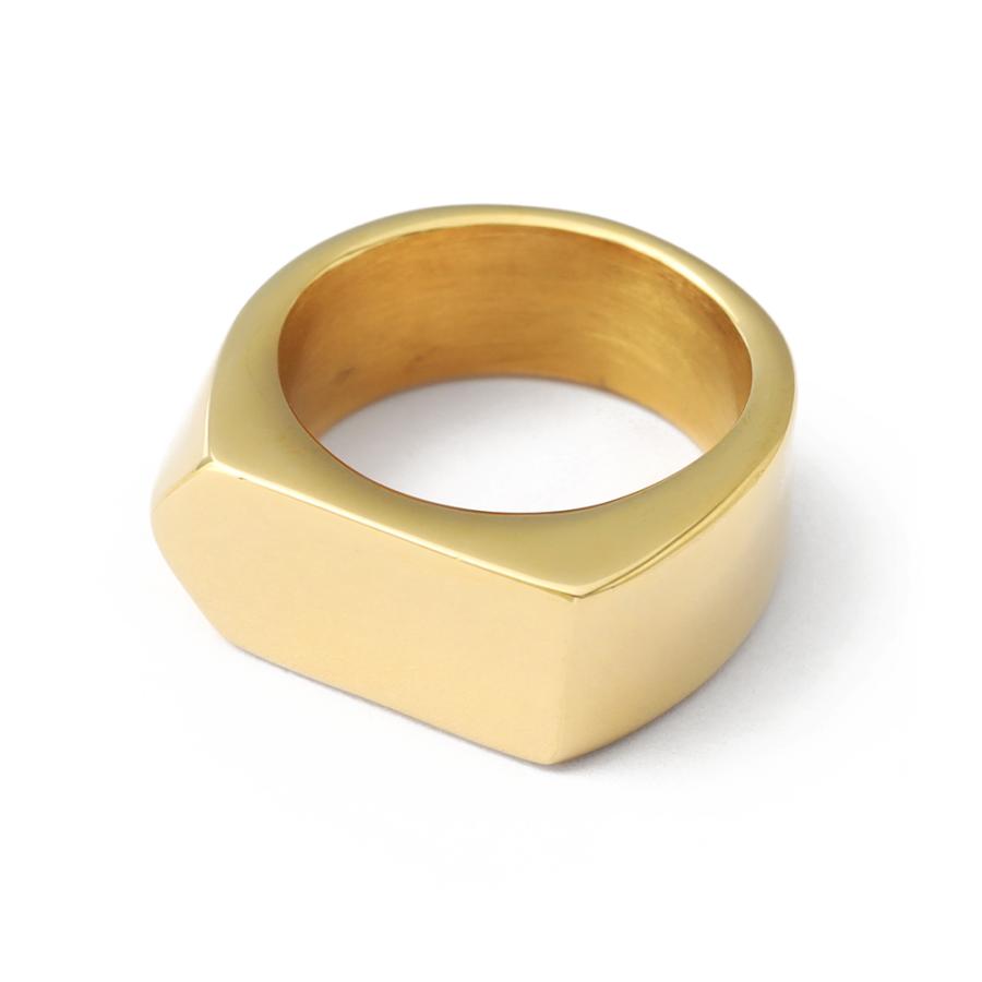 26号) 細身 印台リング メンズ シンプル 指輪 ゴールドリング 金