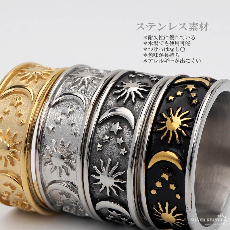 グレー、19号) ワイドリング ステンレス ボヘミアンリング グレー、19号) ワイドリング ステンレス ボヘミアンリング