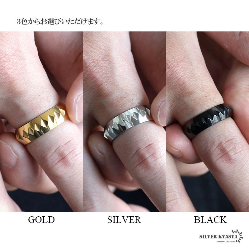 シルバー、19号) ステンレス カットリング 幾何学リング