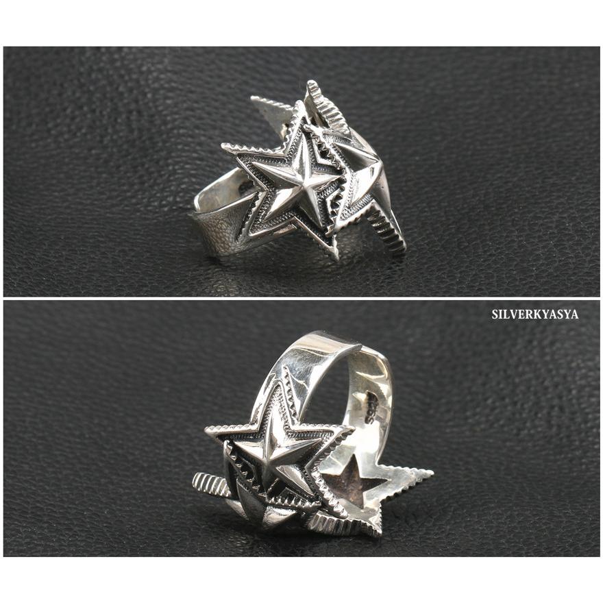 シルバー925 スターリング シルバー 星 五芒星 リング トリプルスター silver925 スターリング星指輪シルバー925