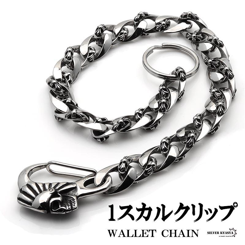 316L ステンレス インディアン スカル 髑髏 1クリップ ウォレット