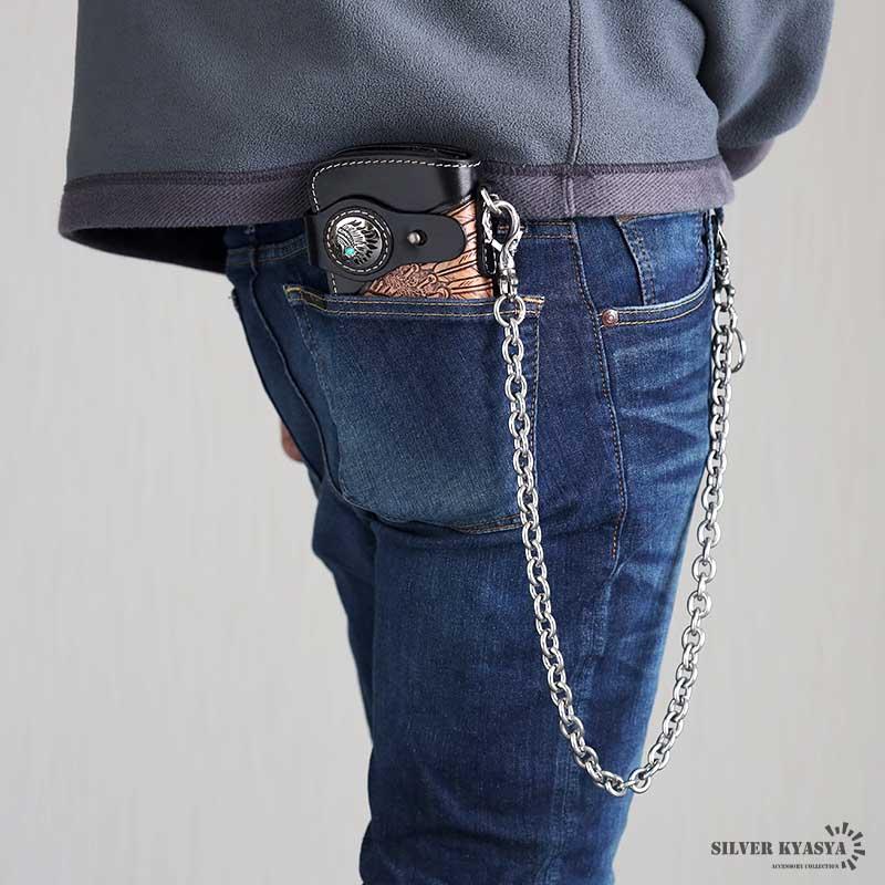 60cm) ステンレス 極太 ウォレットチェーン 唐草 スカル あずき 60cm) ステンレス 極太 ウォレットチェーン 唐草 スカル あずき