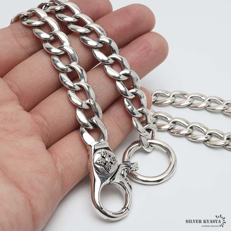シルバー925 極太 ウォレットチェーン 喜平チェーン クロス 幅12mm 太