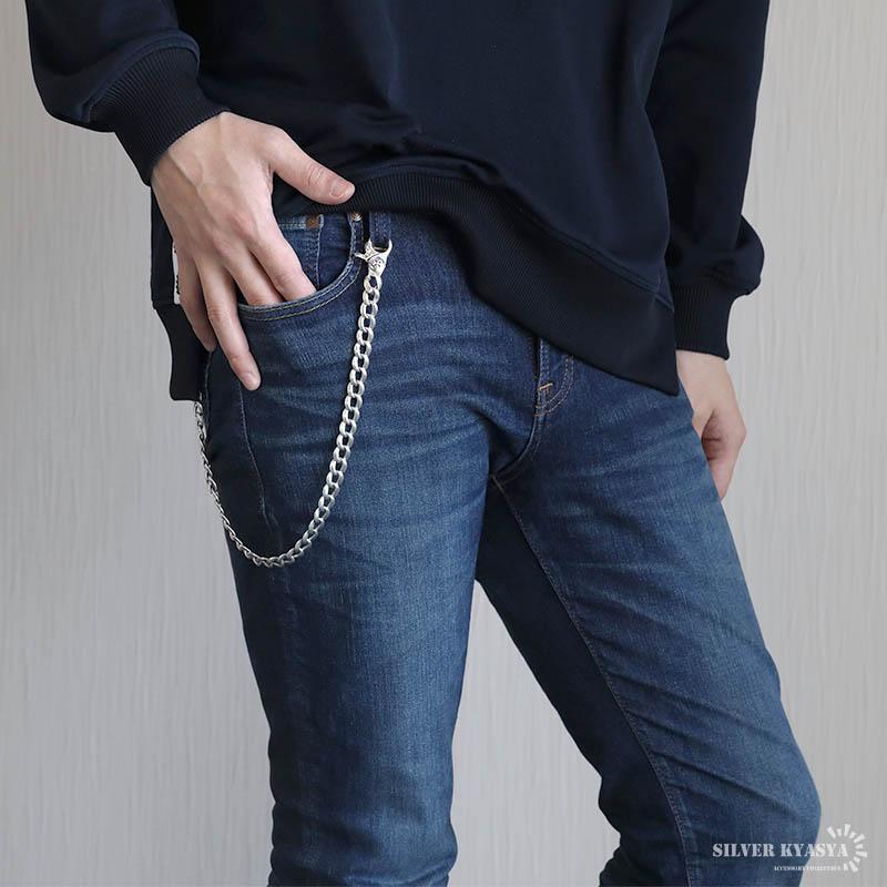シルバー925 極太 ウォレットチェーン 喜平チェーン クロス 幅12mm 太
