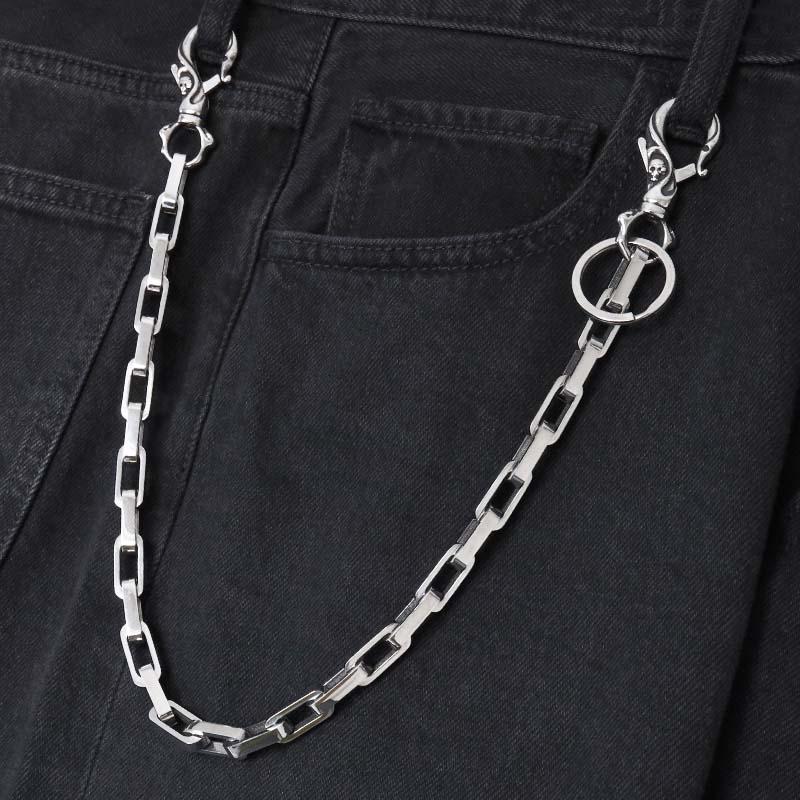 ステンレス ウォレットチェーン 財布 シンプル 316L 唐草 スカル 2