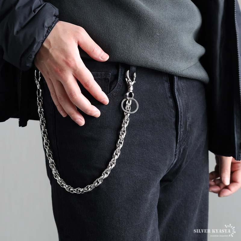 ステンレス 重厚 ウォレットチェーン 財布 ツイスト ロープチェーン