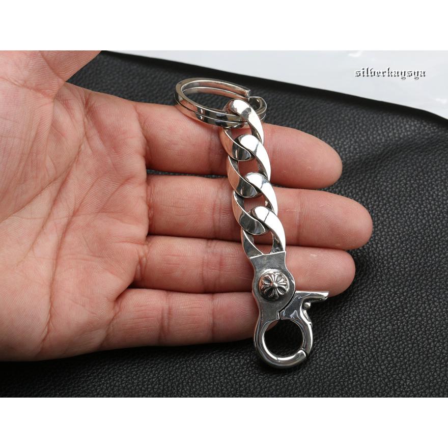 シルバー925 クロスキーチェーン クリップ シルバーキーホルダー