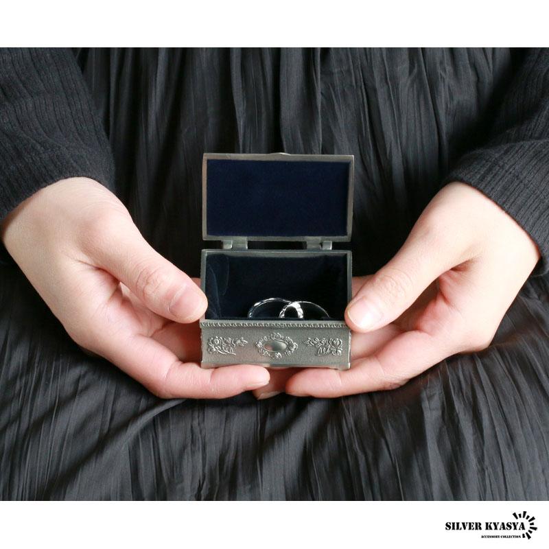 アンティーク調ボックスケース バラ 錫 収納 アンティークシルバー 銀