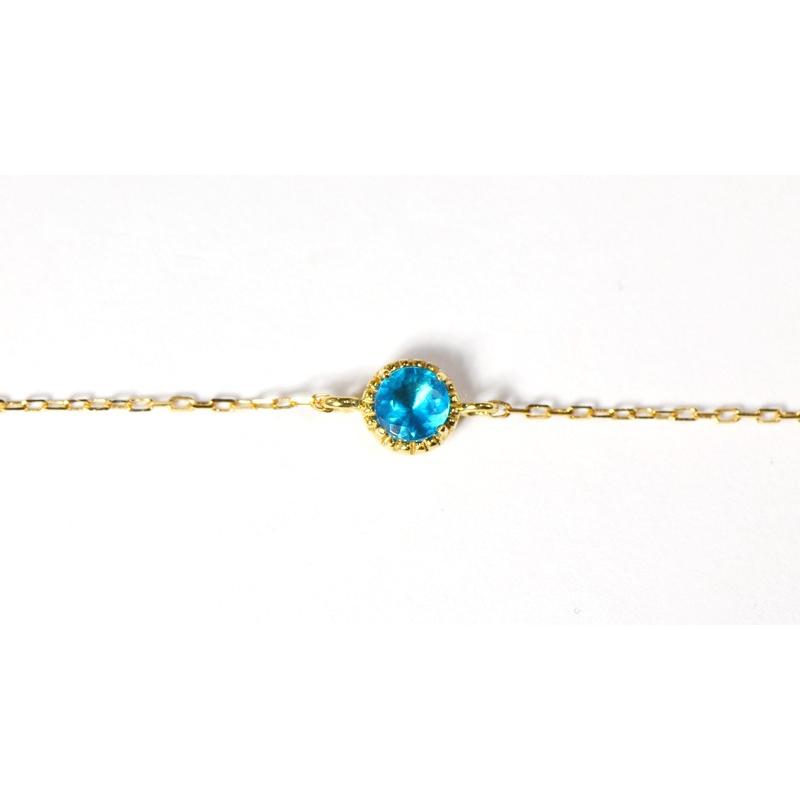 ブレスレット ネオン ブルーアパタイト K18イエローゴールド ミル