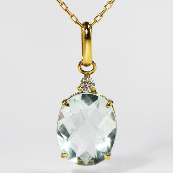 18金ホワイトゴールドオパール＆ダイヤペンダントトップ K18イエロー