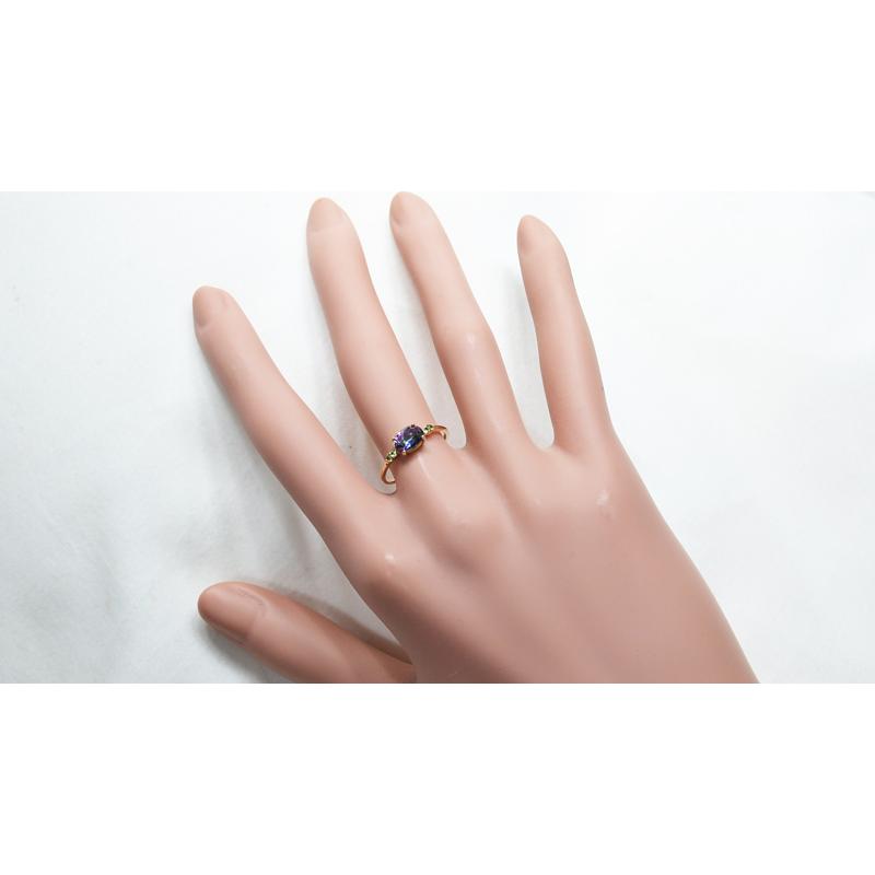 リング ミスティックトパーズ ペリドット K10イエローゴールド カラー