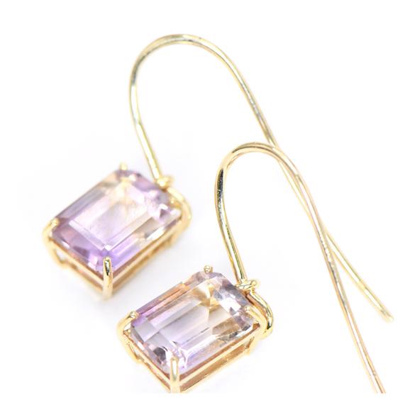 ピアス アメトリン K10 イエローゴールド オリジナル フック BX022-28