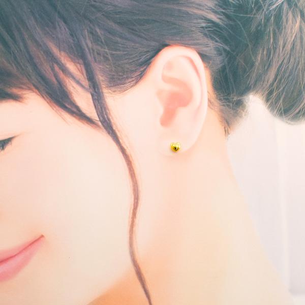 ピアス ハート【M】K18ゴールド 地金ピアス CD033-M-CIBS : kyfactory