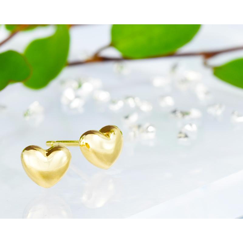 ピアス ハート【M】K18ゴールド 地金ピアス CD033-M-CIBS : kyfactory