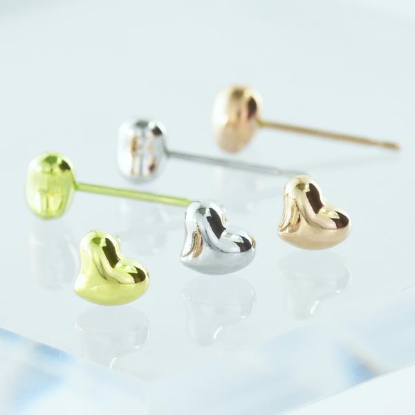 ピアス　大人ハート K18ゴールド 地金ピアス CD034-CIBSの画像