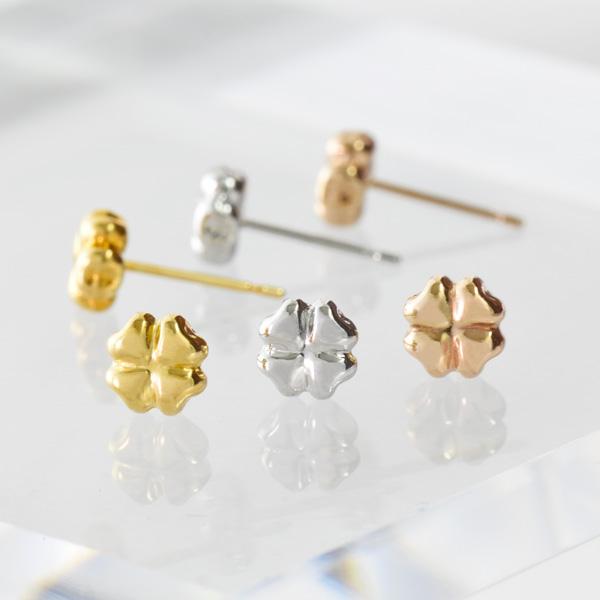 ピアス クローバー K18ゴールド 地金ピアス CD037-CIBS