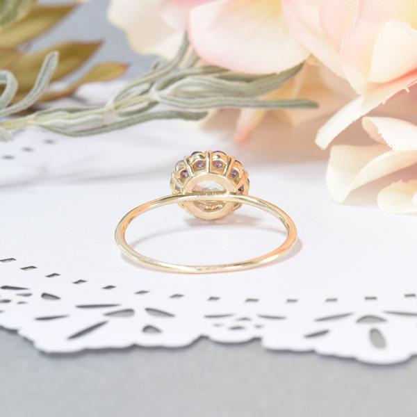 リング ムーンストーン アメシスト K10イエローゴールド フローラ