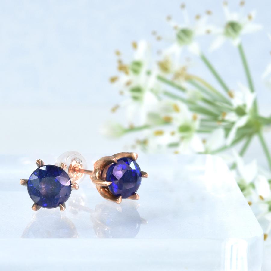 ピアス ブルーサファイア 大粒 K18ピンクゴールド CG065IC-CIBS