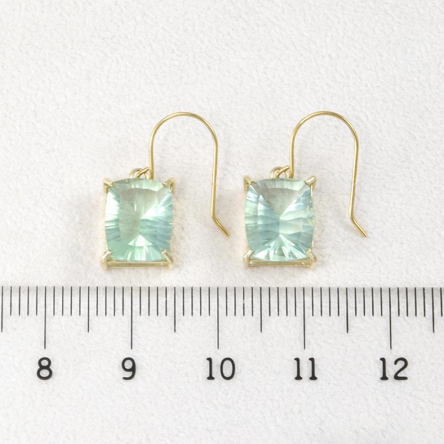 ピアス 大粒 グリーン フローライト K10イエローゴールド