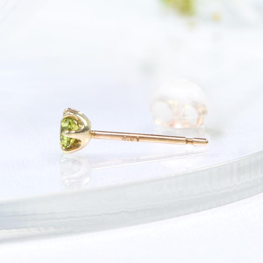 ピアス デマントイド ガーネット シングル(片) K10イエロー