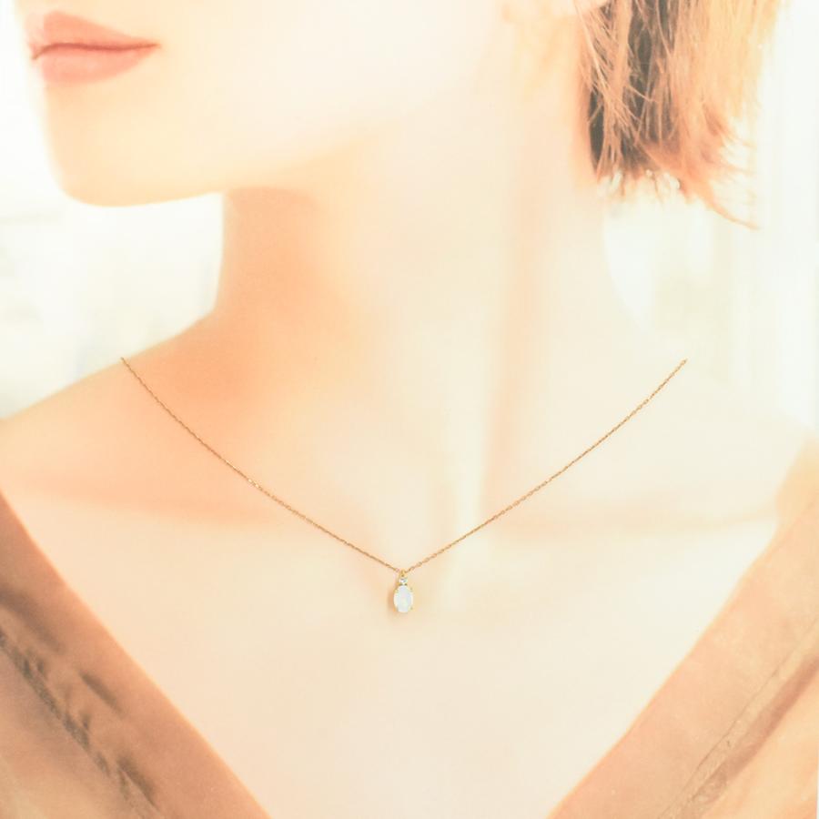 ペンダント　オパール オーストラリア ダイヤ K18イエローゴールド ネックレス CG094CIBSの画像