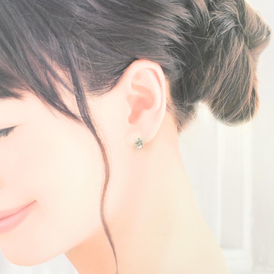 片ピアス アクアマリン シングルピアス K10イエローゴールド